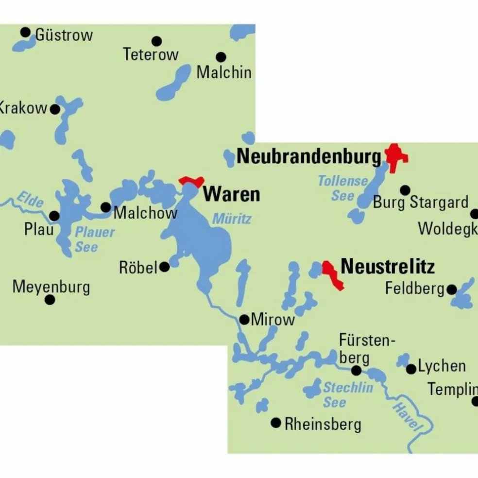 ADFC-REGIONALKARTE MECKLENBURGISCHE SEENPLATTE 1:75.000 - Fahrradkarte
