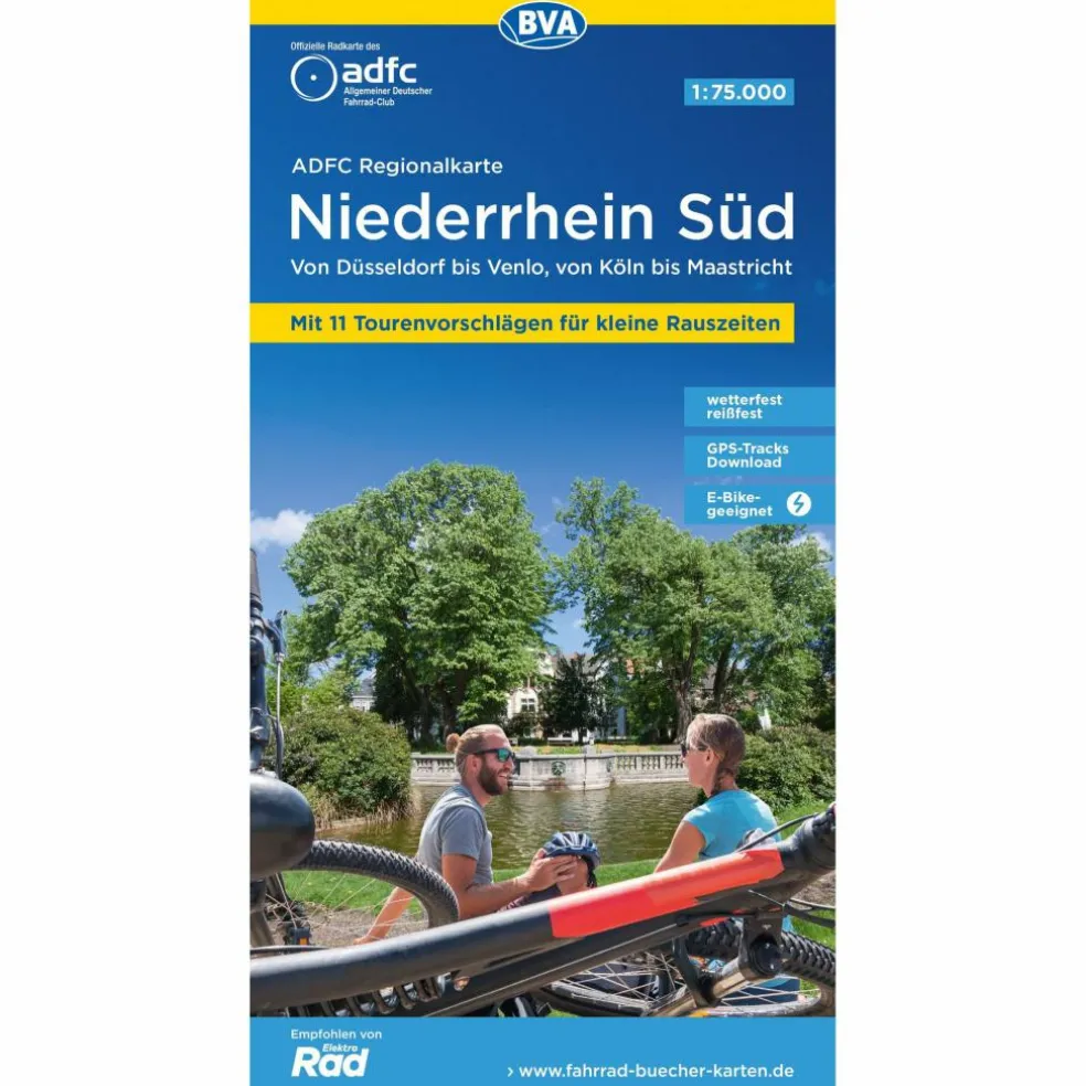 ADFC-REGIONALKARTE NIEDERRHEIN SÜD 1:75.000, MIT TAGESTOUREN - Fahrradkarte