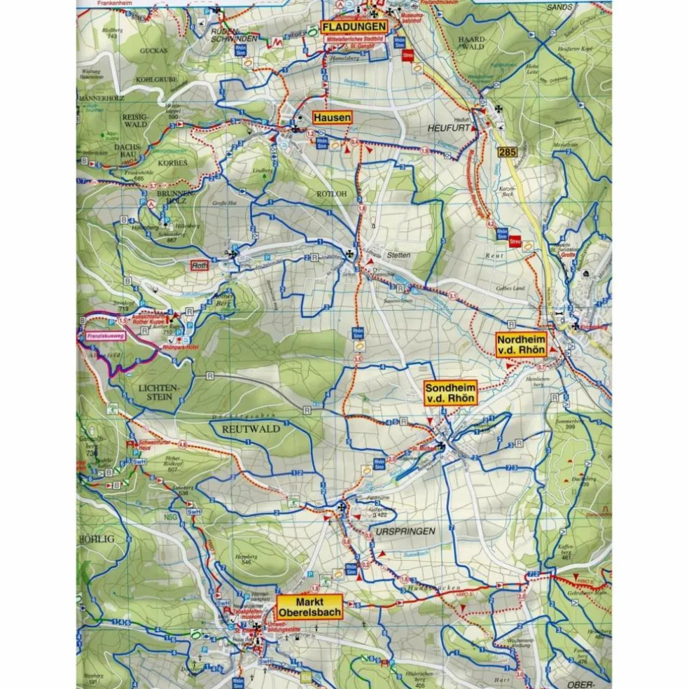 BAYERISCHE RHÖN, OBERELSBACH, MELLRICHSTADT - Wanderkarte