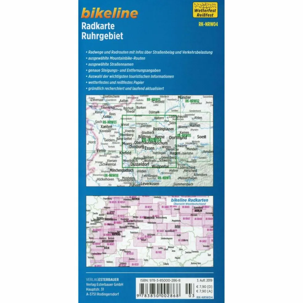 BIKELINE RADKARTE RUHRGEBIET 1 : 75 000 - Fahrradkarte