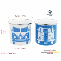 BRISA VW T1 BUS ENAMEL TASSE 2ER SET IN GESCHENKBOX - FRONT/WEISS - Becher