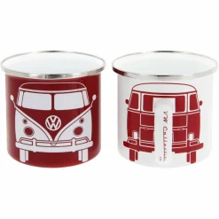BRISA VW T1 BUS ENAMEL TASSE 2ER SET IN GESCHENKBOX - FRONT/WEISS - Becher