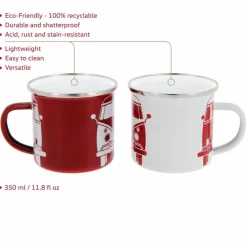 BRISA VW T1 BUS ENAMEL TASSE 2ER SET IN GESCHENKBOX - FRONT/WEISS - Becher