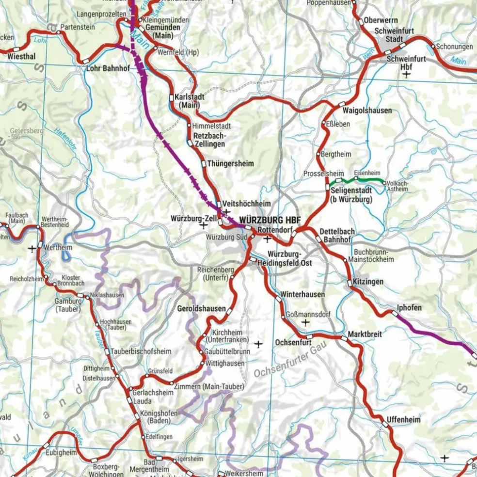 DEUTSCHLAND, RAIL TRAVEL MAP 1:500.000, FREYTAG & BERNDT - Karte