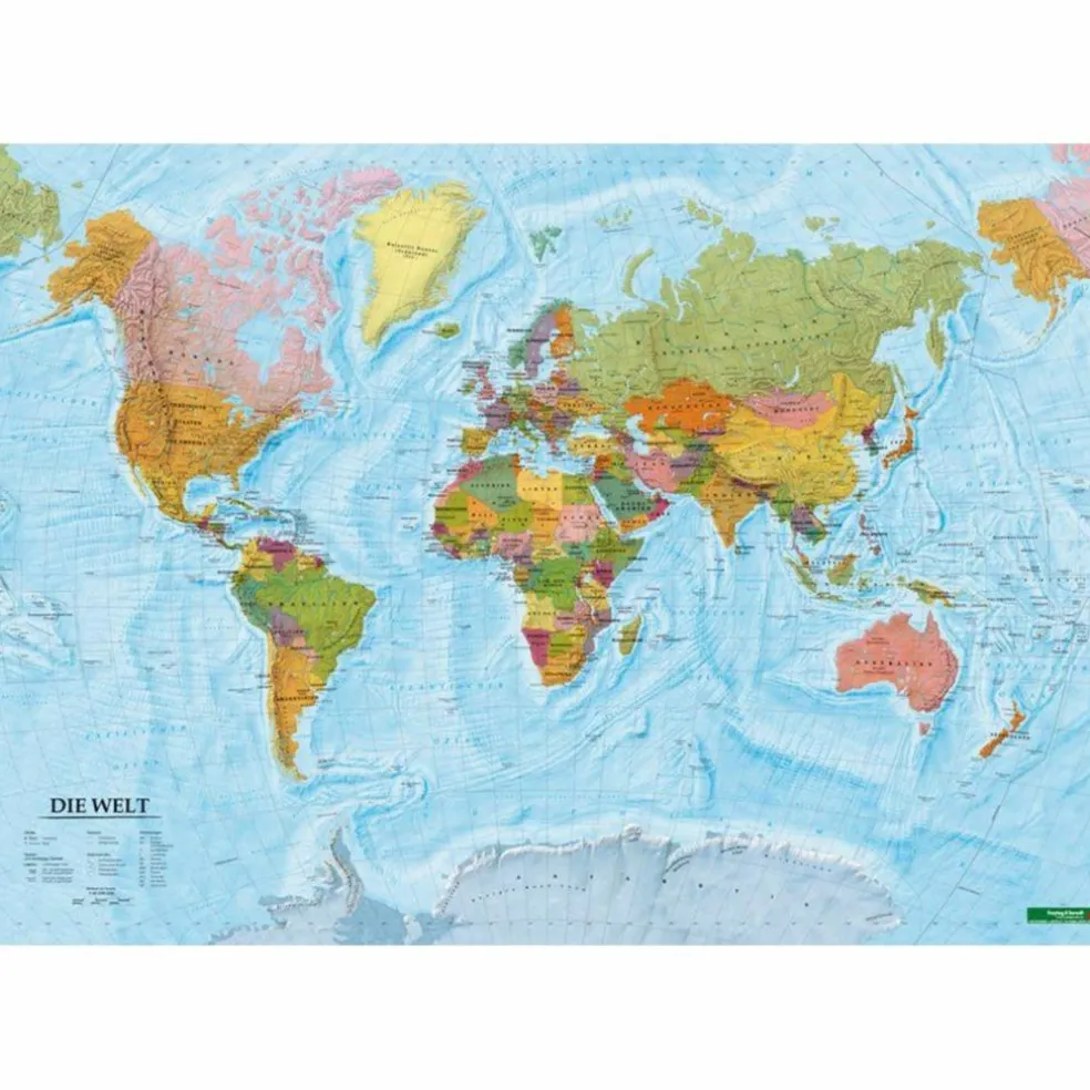 DIE WELT DEUTSCH POSTER 1 : 40.000.000. - Weltkarte