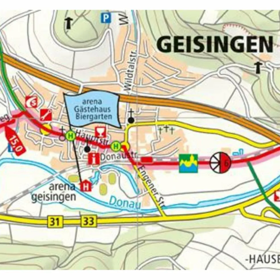 DONAU-RADWEG 1. DONAUESCHINGEN - PASSAU - Fahrradkarte