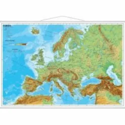 EUROPA PHYSISCH. WANDKARTE MIT METALLLEI - Poster