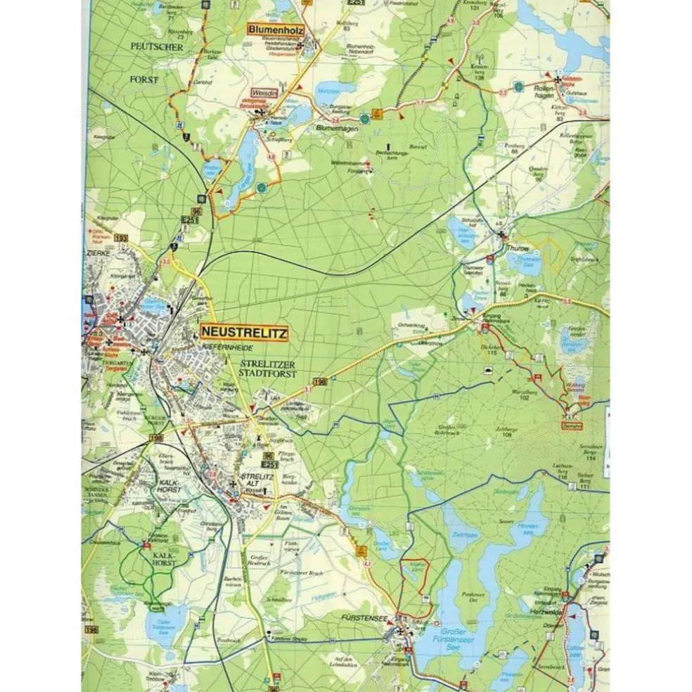 FELDBERGER SEEN, FÜRSTENBERG, LYCHEN UND UMGEBUNG - Wanderkarte
