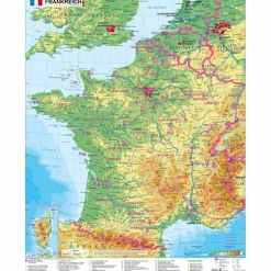 FRANKREICH PHYSISCH 1 : 1.500 000 - Poster