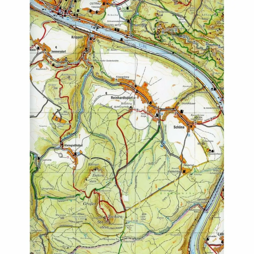 GROßE KARTE DER SÄCHSISCHEN SCHWEIZ - Wanderkarte