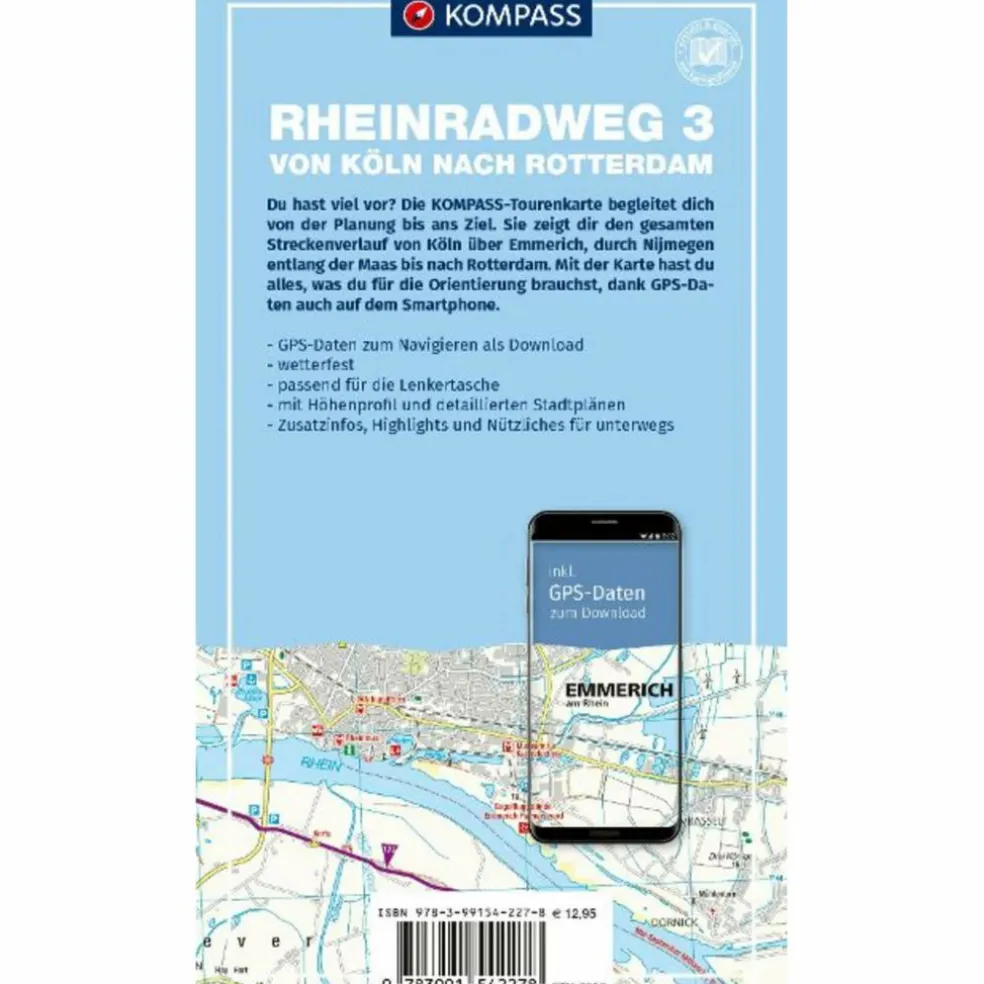 KOMPASS FAHRRAD-TOURENKARTE RHEINRADWEG 3