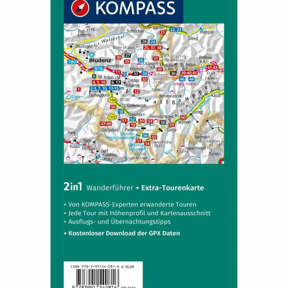 KOMPASS WANDERFÜHRER MONTAFON, ARLBERG, SILVRETTA, 60 TOUREN