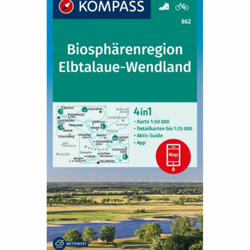 KOMPASS WANDERKARTE 862 BIOSPHÄRENREGION ELBTALAUE-WENDLAND