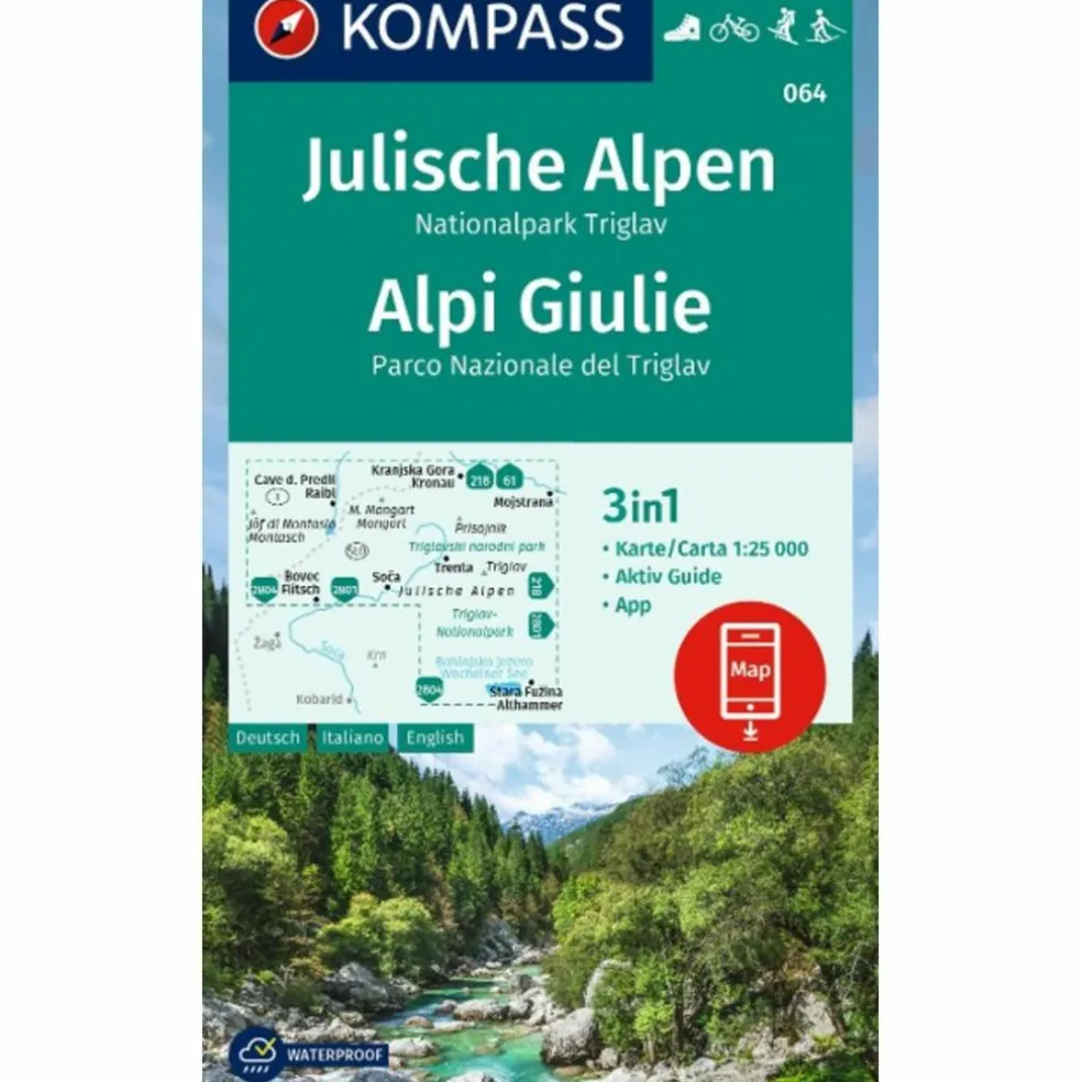KOMPASS WANDERKARTE 064 JULISCHE ALPEN, NATIONALPARK TRIGLAV