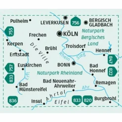 KOMPASS WANDERKARTE 758 KÖLN, BRÜHL, BONN, AHRTAL 1:50.000