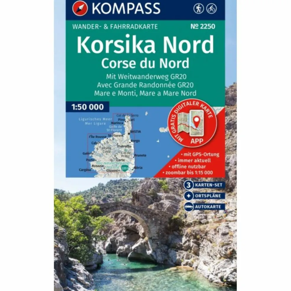 KOMPASS WANDERKARTEN-SET 2250 KORSIKA NORD - Wanderkarte
