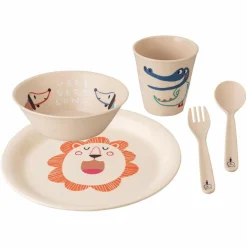 KOZIOL PLATE + BOWL + CUP + CUTLERY SET VERY VERY AT HOME SET OF 4 - Campinggeschirr