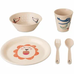 KOZIOL PLATE + BOWL + CUP + CUTLERY SET VERY VERY AT HOME SET OF 4 - Campinggeschirr