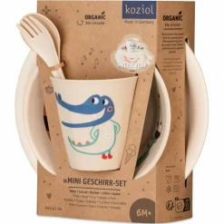 KOZIOL PLATE + BOWL + CUP + CUTLERY SET VERY VERY AT HOME SET OF 4 - Campinggeschirr