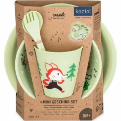 KOZIOL PLATE + BOWL + CUP + CUTLERY SET HOP ON AT HOME SET OF 4 - Campinggeschirr