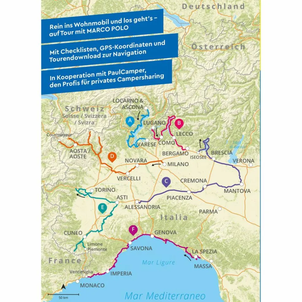 MARCO POLO CAMPER GUIDE LOMBARDEI, PIEMONT & LIGURIEN - Reiseführer