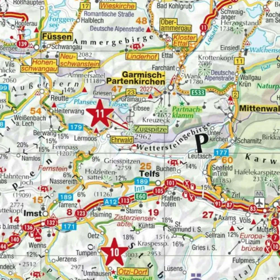 MARCO POLO REISEKARTE ALPEN 1:650.000 - Straßenkarte