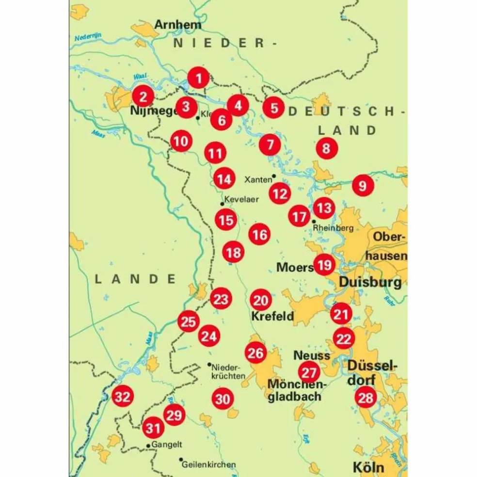 NIEDERRHEIN RADLANDLUST, 32 LIEBLINGSTOUREN, E-BIKE-GEEIGNET - Radwanderführer