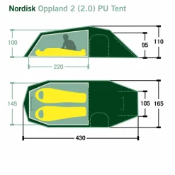 Nordisk OPPLAND 2 (2.0) PU TENT - Tunnelzelt