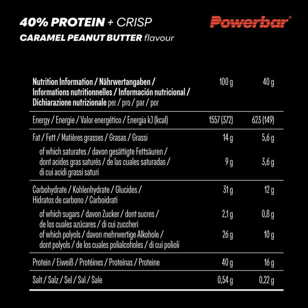PowerBar PB PROTEIN 40% CRISP LS CARAM PEANUTBUTTER (40GX12) PACKAGE - Energieriegel