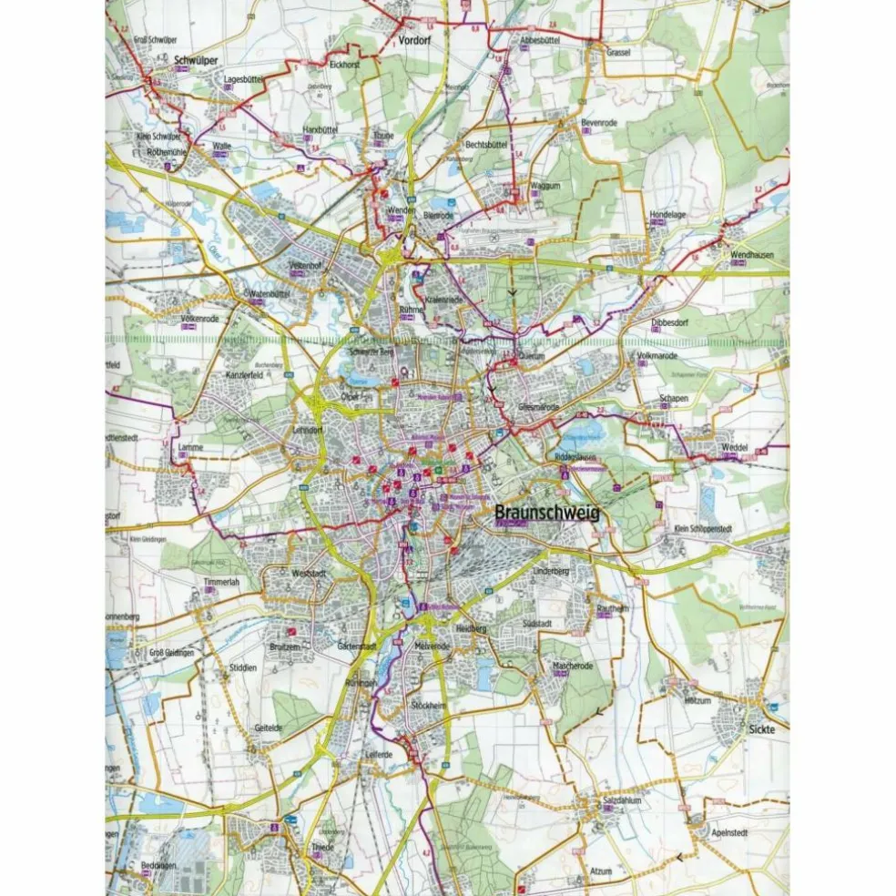 RADKARTE BRAUNSCHWEIG UND UMGEBUNG 1 : 75.000 - Fahrradkarte