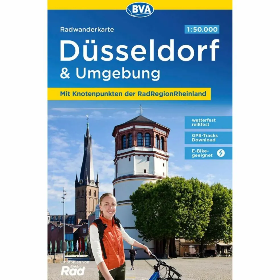 RADWANDERKARTE BVA DÜSSELDORF & UMGEBUNG, MIT KNOTENPUNKTEN