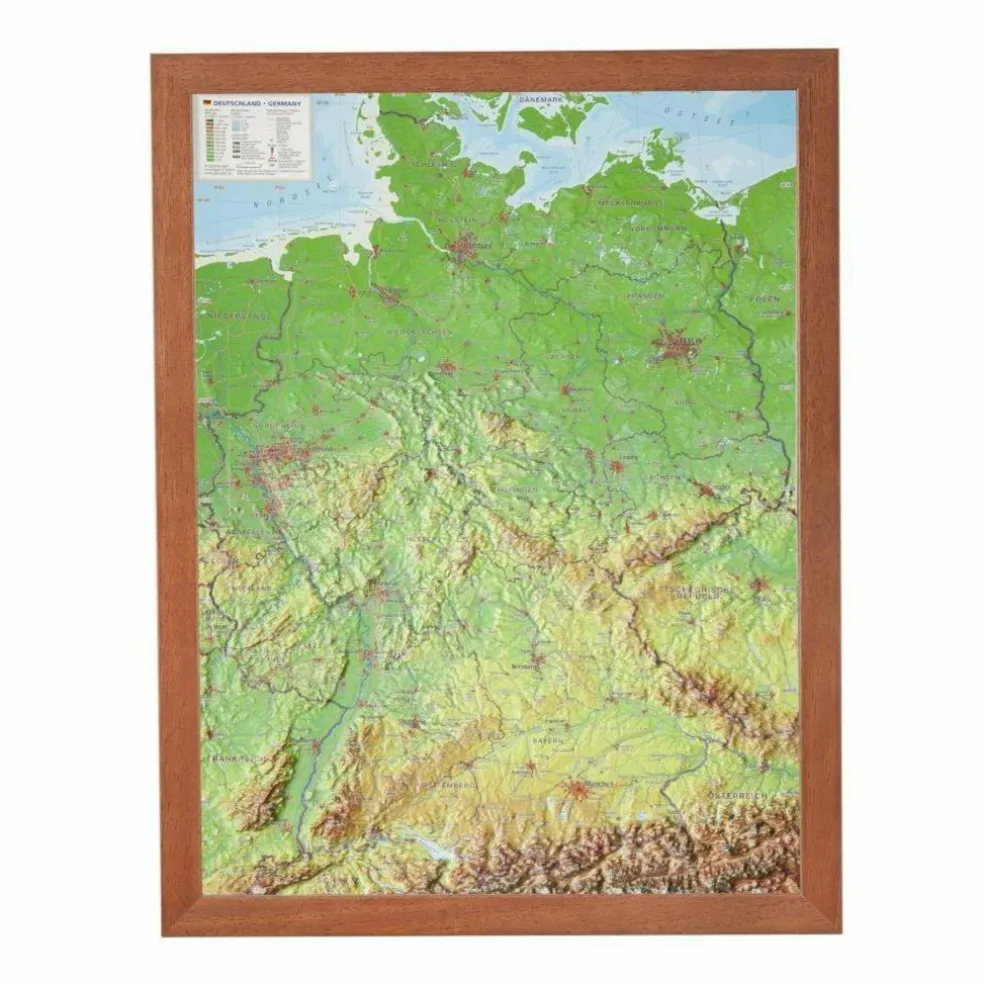 RELIEF DEUTSCHLAND 1:2.4 MIO MIT HOLZRAH - Karte