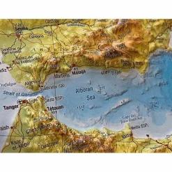 RELIEF MITTELMEER 1:5.5MIO MIT NATURHOLZRAHMEN - Wand Karte