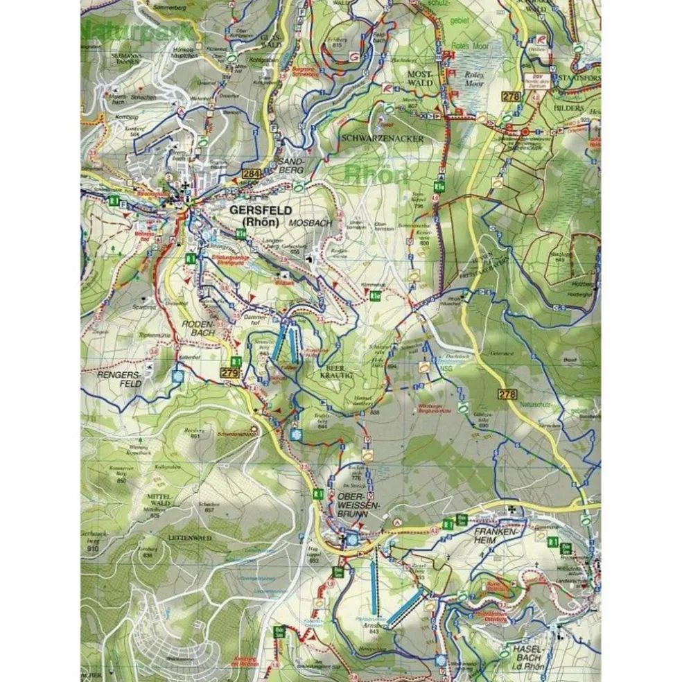 RHÖN, KREUZBERG, BISCHOFSHEIM UND UMGEBU - Wanderkarte