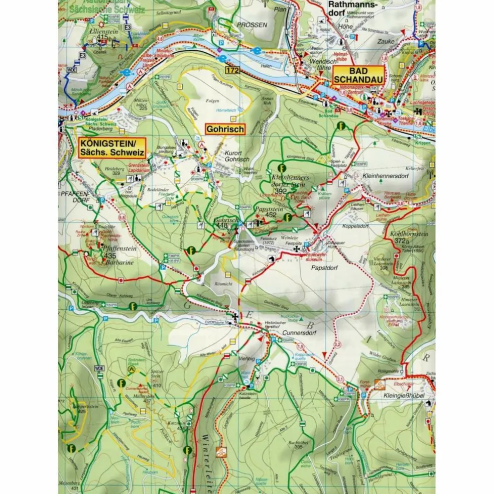 SÄCHSISCH-BÖHMISCHE SCHWEIZ 1 : 30 000. - Wanderkarte