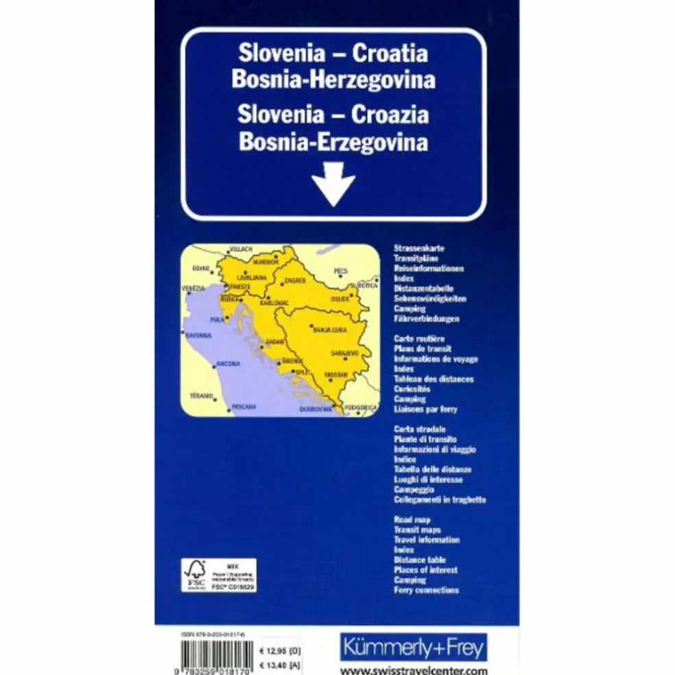 SLOWENIEN - KROATIEN - BOSNIEN-HERZEGOWINA STRASSENKARTE