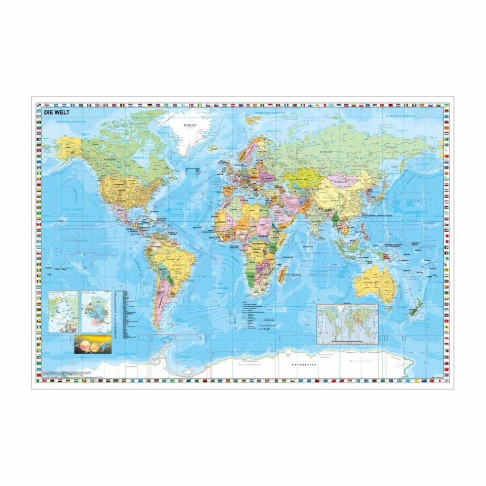 WELTKARTE DEUTSCHSPRACHIG. WANDKARTE MIT - Poster
