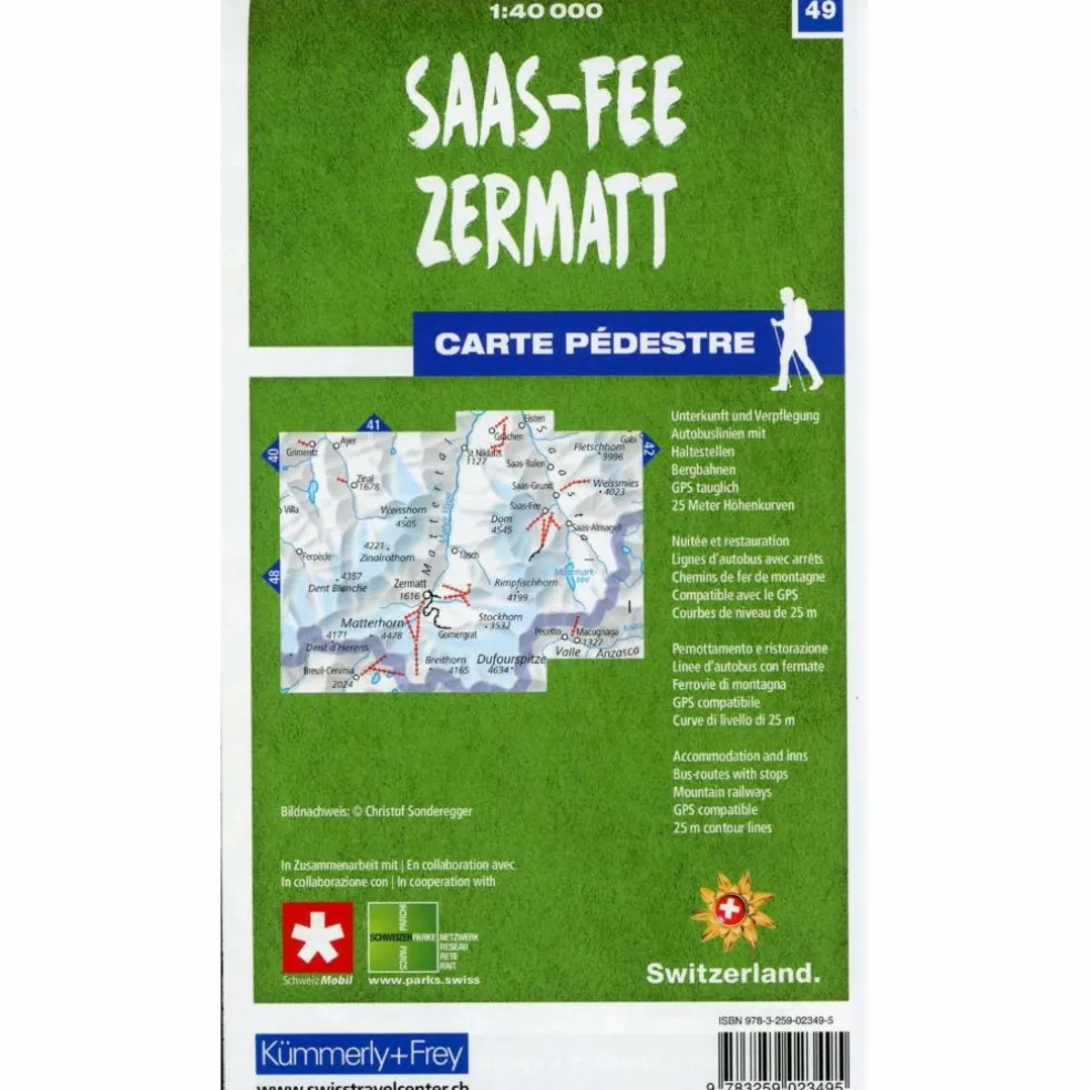 ZERMATT - SAAS-FEE 49 WANDERKARTE 1:40 000 MATT LAMINIERT - Wanderkarte